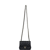 Chanel Mini Classic Square Flap Bag Black Lambskin Light Gold Hardware