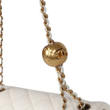 Chanel Mini Square Pearl Crush Flap Bag White Lambskin Antique Gold Hardware