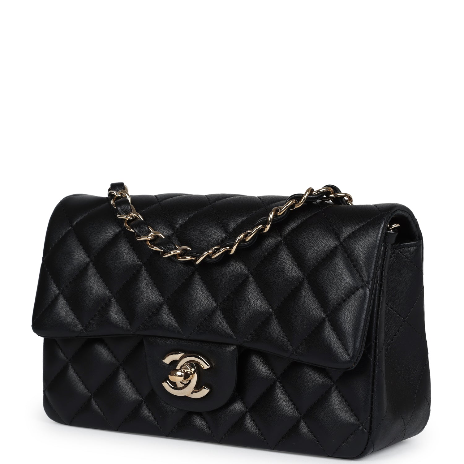 Pre-owned Chanel Mini Classic Rectangular Flap Bag Black Lambskin Ligh