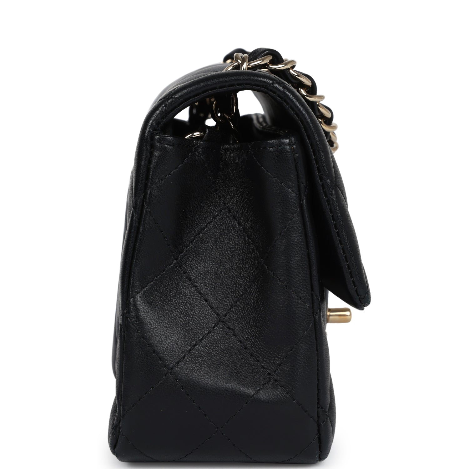 Pre-owned Chanel Mini Classic Rectangular Flap Bag Black Lambskin Ligh