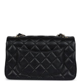 Pre-owned Chanel Mini Classic Rectangular Flap Bag Black Lambskin Light Gold Hardware