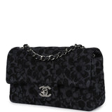 Chanel Mini Rectangular Flap Black and Dark Blue Printed Denim Ruthenium Hardware