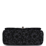 Chanel Mini Rectangular Flap Black and Dark Blue Printed Denim Ruthenium Hardware