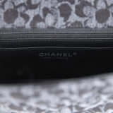 Chanel Mini Rectangular Flap Black and Dark Blue Printed Denim Ruthenium Hardware