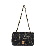 Chanel Mini Rectangular Flap Black and Gold Aged Calfskin Antique Gold Hardware