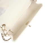 Chanel Mini Rectangular Flap Bag White Lambskin Light Gold Hardware