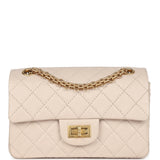 Pre-owned Chanel Mini Reissue 224 2.55 Flap Bag Beige Aged Calfskin Antique Gold Hardware