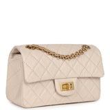 Pre-owned Chanel Mini Reissue 224 2.55 Flap Bag Beige Aged Calfskin Antique Gold Hardware