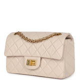 Pre-owned Chanel Mini Reissue 224 2.55 Flap Bag Beige Aged Calfskin Antique Gold Hardware