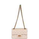 Pre-owned Chanel Mini Reissue 224 2.55 Flap Bag Beige Aged Calfskin Antique Gold Hardware