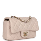 Chanel Mini Rectangular Flap Bag Light Beige Lambskin Gold Hardware