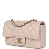 Chanel Mini Rectangular Flap Bag Light Beige Lambskin Gold Hardware