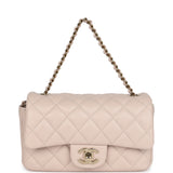 Chanel Mini Rectangular Flap Bag Light Beige Lambskin Gold Hardware