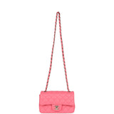 Chanel Mini Rectangular Flap Bag Hot Pink Lambskin Light Gold Hardware