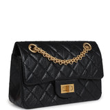 Chanel Mini Reissue 224 2.55 Flap Bag Black Crumpled Aged Calfskin Antique Gold Hardware