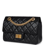 Chanel Mini Reissue 224 2.55 Flap Bag Black Crumpled Aged Calfskin Antique Gold Hardware