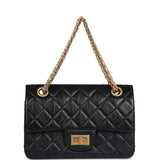 Chanel Mini Reissue 224 2.55 Flap Bag Black Crumpled Aged Calfskin Antique Gold Hardware