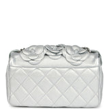 Chanel Mini Rectangular Camellia Flap Bag Silver Lambskin Silver Hardware