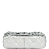 Chanel Mini Rectangular Camellia Flap Bag Silver Lambskin Silver Hardware