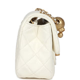 Pre-owned Chanel Mini Square Pearl Crush Flap Bag White Lambskin Antique Gold Hardware