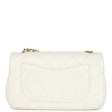 Pre-owned Chanel Mini Square Pearl Crush Flap Bag White Lambskin Antique Gold Hardware