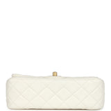 Pre-owned Chanel Mini Square Pearl Crush Flap Bag White Lambskin Antique Gold Hardware