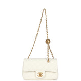 Pre-owned Chanel Mini Square Pearl Crush Flap Bag White Lambskin Antique Gold Hardware