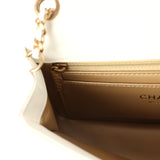 Pre-owned Chanel Mini Square Pearl Crush Flap Bag White Lambskin Antique Gold Hardware