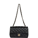 Pre-owned Chanel Mini Rectangular Flap Bag Black Lambskin Gold Hardware