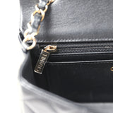 Pre-owned Chanel Mini Rectangular Flap Bag Black Lambskin Gold Hardware