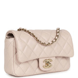 Chanel Mini Rectangular Flap Bag Light Beige Lambskin Light Gold Hardware