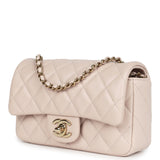 Chanel Mini Rectangular Flap Bag Light Beige Lambskin Light Gold Hardware