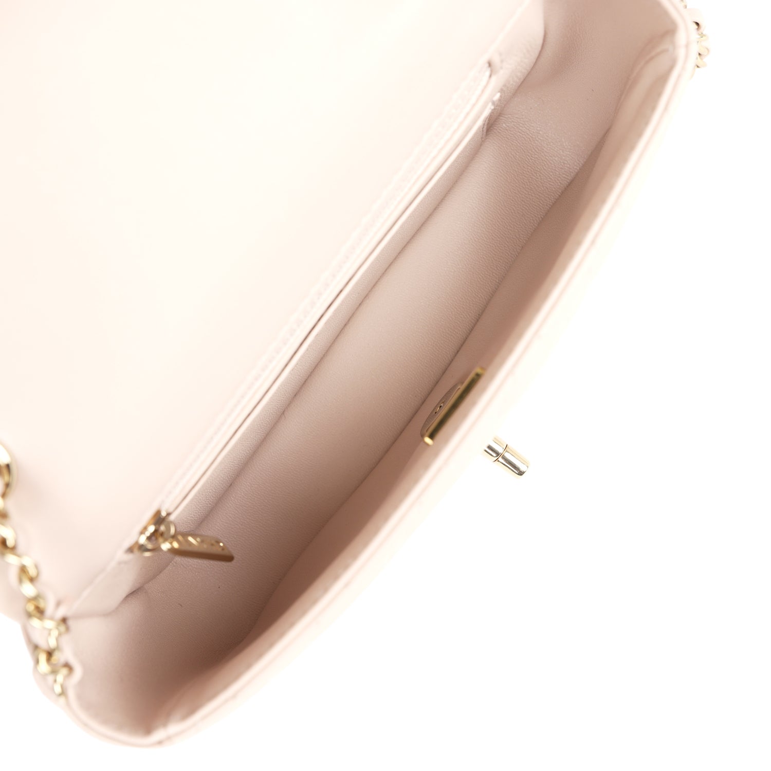 Chanel Mini Rectangular Flap Bag Light Beige Lambskin Light Gold Hardw