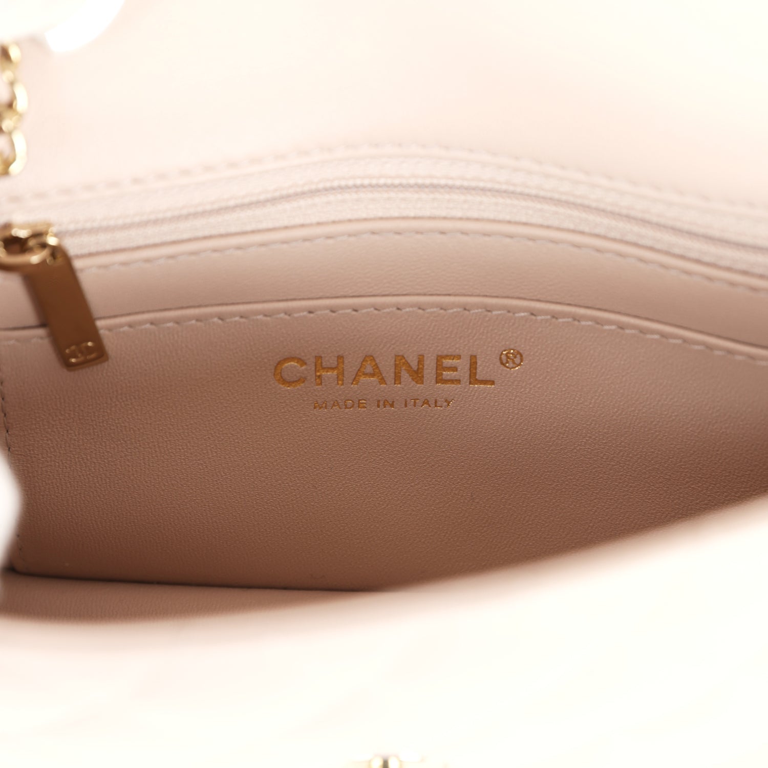 Chanel Mini Rectangular Flap Bag Light Beige Lambskin Light Gold Hardw