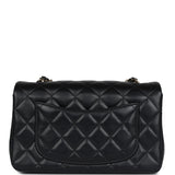 Chanel Mini Classic Rectangular Flap Bag Black Lambskin Light Gold Hardware