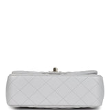 Chanel Mini Rectangular Flap Bag with Top Handle Light Grey Lambskin Light Gold Hardware