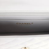 Chanel Mini Rectangular Flap Bag with Top Handle Light Grey Lambskin Light Gold Hardware