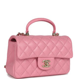 Chanel Mini Rectangular Flap with Top Handle Pink Lambskin Light Gold Hardware