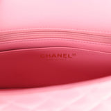 Chanel Mini Rectangular Flap with Top Handle Pink Lambskin Light Gold Hardware