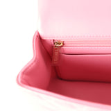 Chanel Mini Rectangular Flap with Top Handle Pink Lambskin Light Gold Hardware