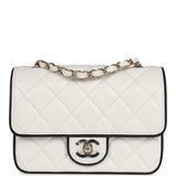 Chanel Mini Graphic Frame Flap Bag White and Black Lambskin Light Gold Hardware