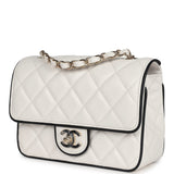 Chanel Mini Graphic Frame Flap Bag White and Black Lambskin Light Gold Hardware