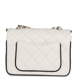 Chanel Mini Graphic Frame Flap Bag White and Black Lambskin Light Gold Hardware