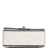 Chanel Mini Graphic Frame Flap Bag White and Black Lambskin Light Gold Hardware