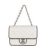 Chanel Mini Graphic Frame Flap Bag White and Black Lambskin Light Gold Hardware