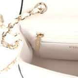 Chanel Mini Graphic Frame Flap Bag White and Black Lambskin Light Gold Hardware