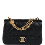 Chanel Mini Sweetheart Crush Square Flap Bag Black Shiny Calfskin Antique Gold Hardware