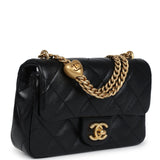 Chanel Mini Sweetheart Crush Square Flap Bag Black Shiny Calfskin Antique Gold Hardware