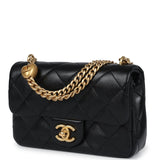 Chanel Mini Sweetheart Crush Square Flap Bag Black Shiny Calfskin Antique Gold Hardware