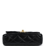 Chanel Mini Sweetheart Crush Square Flap Bag Black Shiny Calfskin Antique Gold Hardware